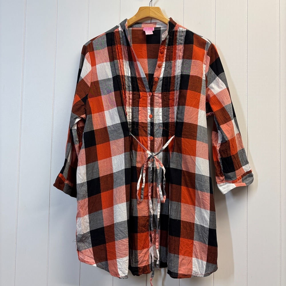 Shes Cool Womens Preppy Heritage Plaid Tunic Top Size 3X Comfy Casual Pleated